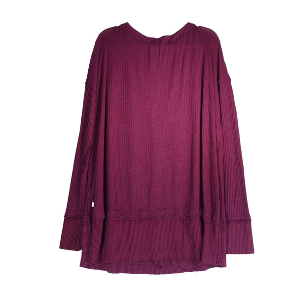 We The Free People Thermal Sweater Womens Large Burgundy Oversized Indie Soft - Picture 6 of 8